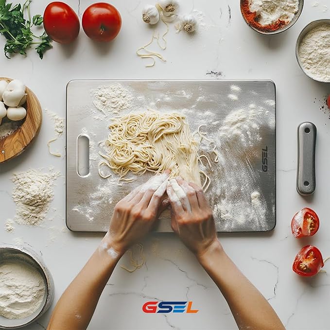 GSEL Stainless Steel Cutting Board – Premium Heavy-Duty Chopping Board for Vegetables, Fruits & Meat | Hygienic, Durable, Knife-Safe