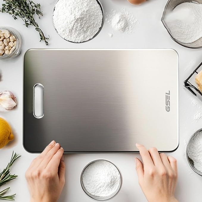 GSEL Stainless Steel Cutting Board – Premium Heavy-Duty Chopping Board for Vegetables, Fruits & Meat | Hygienic, Durable, Knife-Safe