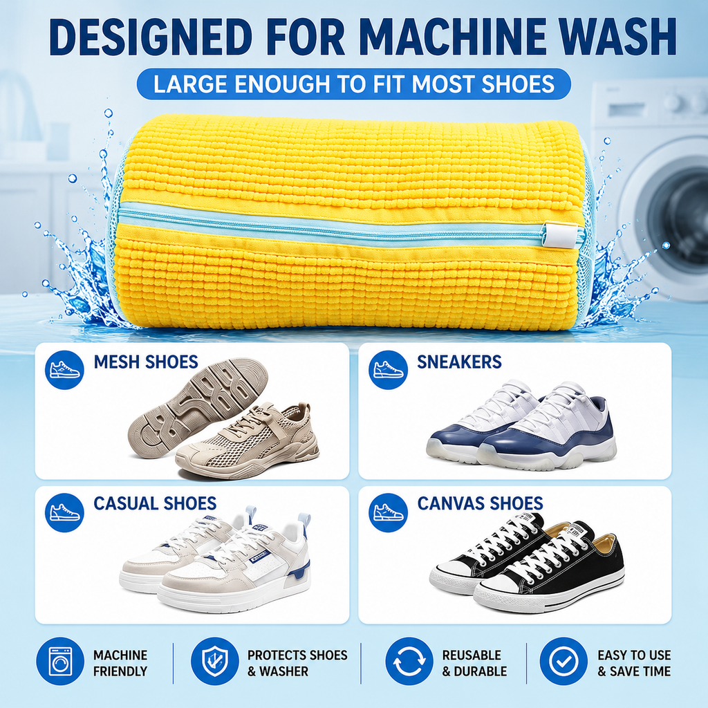 shoe washing machine bag for deep cleaning sneakers with microfiber and zipper