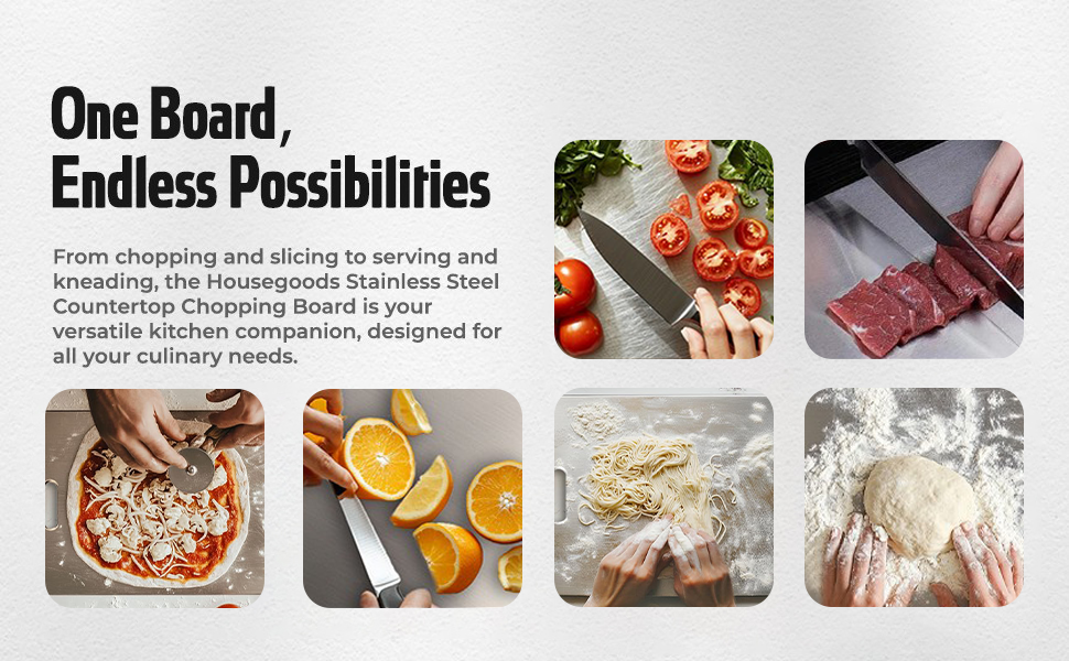 GSEL Stainless Steel Cutting Board – Premium Heavy-Duty Chopping Board for Vegetables, Fruits & Meat | Hygienic, Durable, Knife-Safe