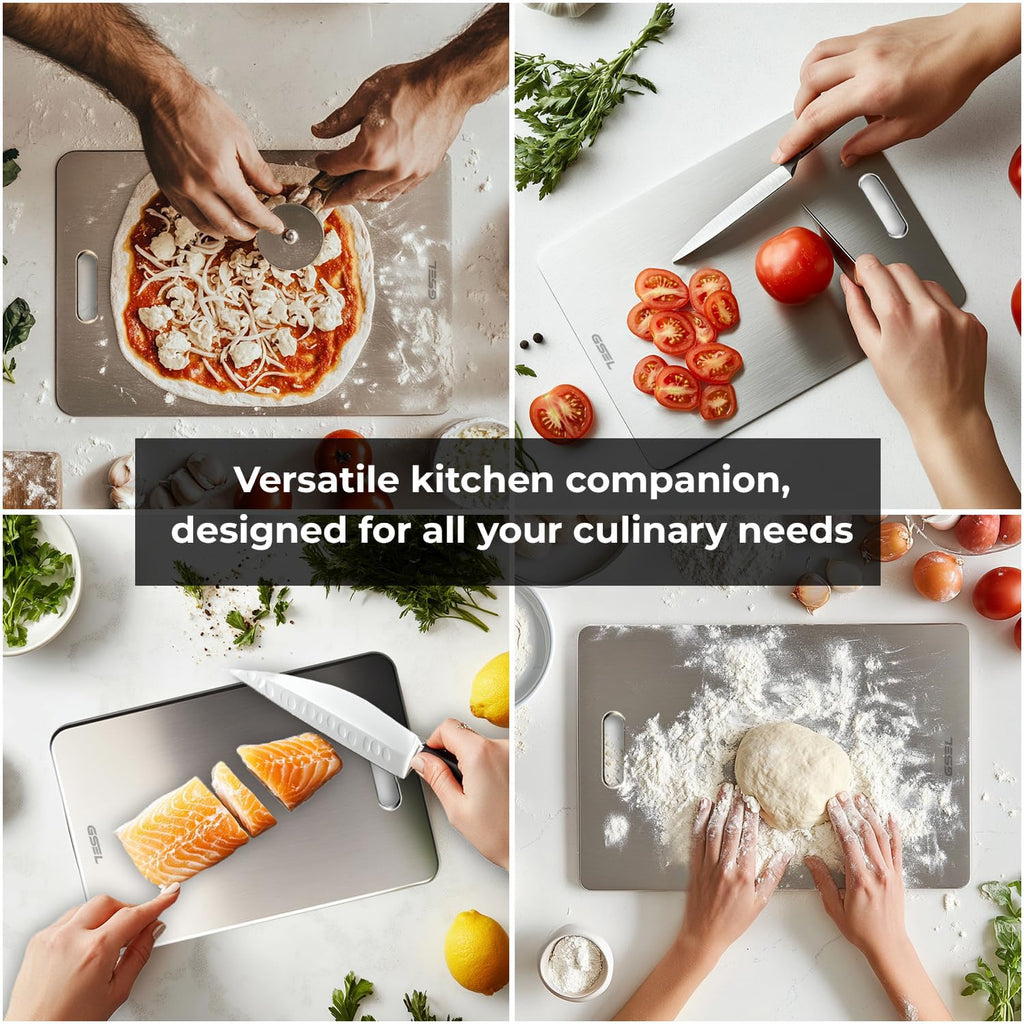 GSEL Stainless Steel Cutting Board – Premium Heavy-Duty Chopping Board for Vegetables, Fruits & Meat | Hygienic, Durable, Knife-Safe