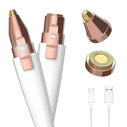 GSEL 2-in-1 Eyebrow Trimmer for Women – Painless Facial Hair Remover with LED Light