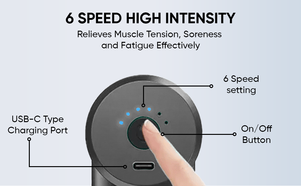 GSEL Massage Gun for Pain Relief – Deep Tissue Muscle Massager with 6 Speeds & 4 Heads | Rechargeable Fitness Recovery Device