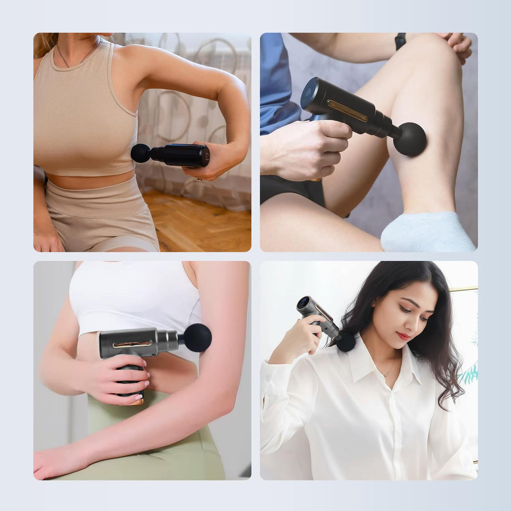 GSEL Massage Gun for Pain Relief – Deep Tissue Muscle Massager with 6 Speeds & 4 Heads | Rechargeable Fitness Recovery Device