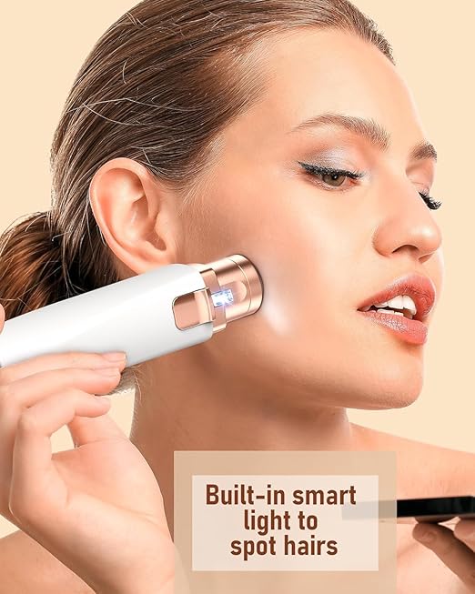 GSEL 2-in-1 Eyebrow Trimmer for Women – Painless Facial Hair Remover with LED Light