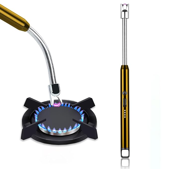 GSEL Electric Rechargeable Plasma Lighter – USB Windproof Gas Stove & Candle Lighter with 360° Flexible Neck