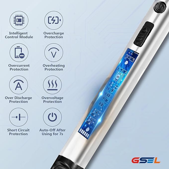 GSEL Electric Rechargeable Plasma Lighter – USB Windproof Gas Stove & Candle Lighter with 360° Flexible Neck