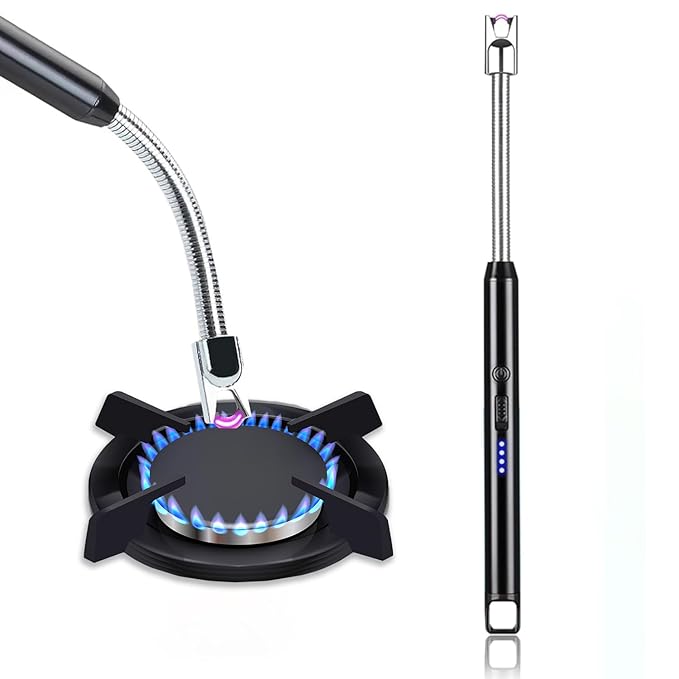 GSEL Electric Rechargeable Plasma Lighter – USB Windproof Gas Stove & Candle Lighter with 360° Flexible Neck