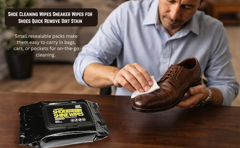 Shoe Cleaning Wipes Pack of 2 (80+80) – Instant Sneaker Cleaner Wipes | Quick Dirt & Stain Removal for Leather, Sneakers & Shoes | Portable Shoe Care Kit