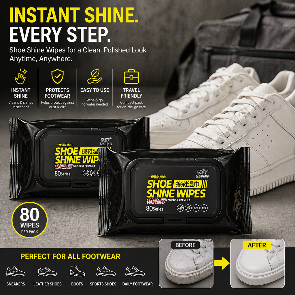 Shoe Cleaning Wipes Pack of 2 (80+80) – Instant Sneaker Cleaner Wipes | Quick Dirt & Stain Removal for Leather, Sneakers & Shoes | Portable Shoe Care Kit